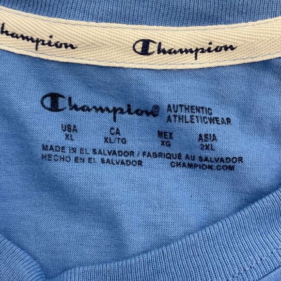 Champion Men's Blue Crew Neck Short Sleeve Authentic Athletic T-Shirt Size XL - Picture 5 of 6